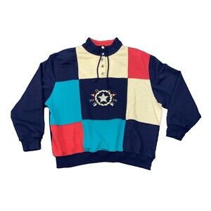 Vintage 90s Alfred Dunner Color Block Geometric Hip Hop Sweater Men's Size Large